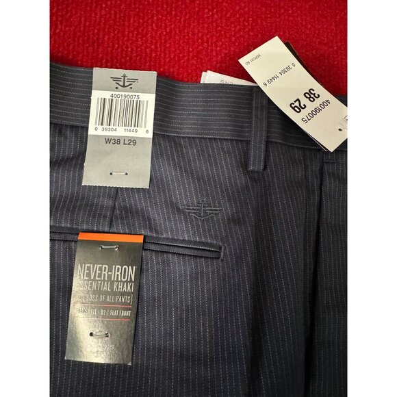 Dockers Men's Never-Iron Essential Navy blue Khaki Pants Straight Fit D2 Flat Fr - Picture 3 of 9